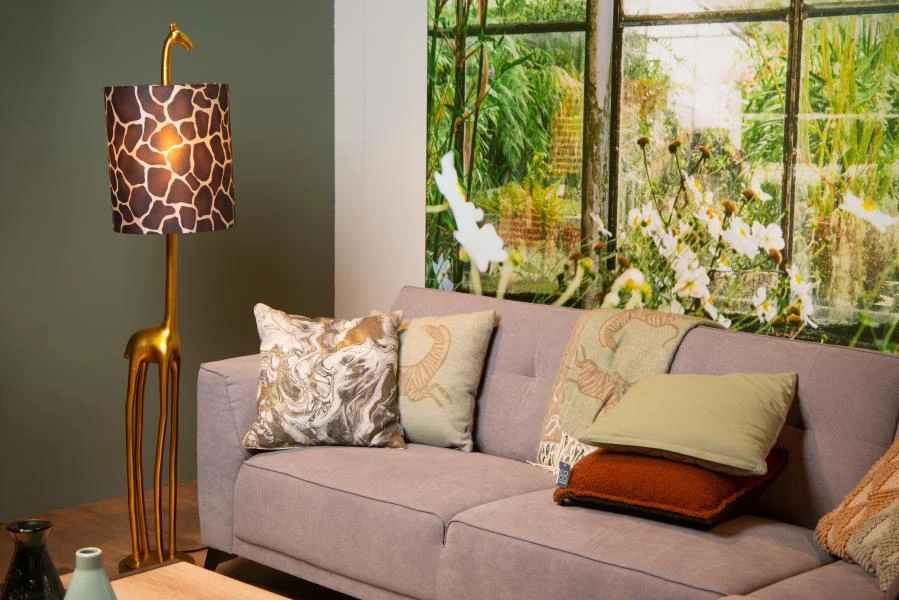 Lucide EXTRAVAGANZA MISS TALL - Floor lamp - Ø 31,5 cm - 1xE27 - Matt Gold / Brass - atmosphere 1